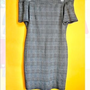 3X Black and White Plaid & Houndstooth Dress